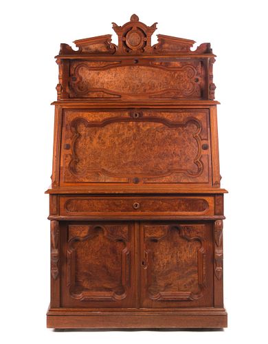 WALNUT VICTORIAN DROP FRONT SECRETARYWalnut 37cd16