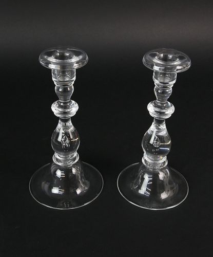 PAIR OF SIGNED STEUBEN CRYSTAL