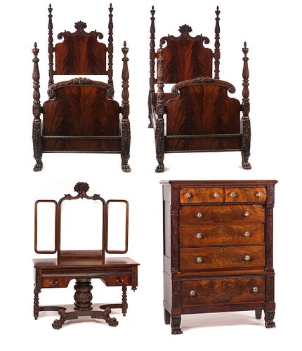 4PC ACANTHUS CARVED BEDROOM SET4Pc