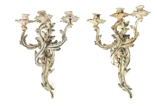PAIR OF EARLY PATINATED BRONZE