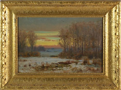 BREWER OIL ON BOARD LUMINOUS SUNSET 37cd54