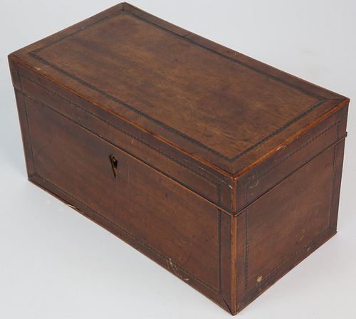 MAHOGANY INLAID TEA CADDY 19TH 37cd5d