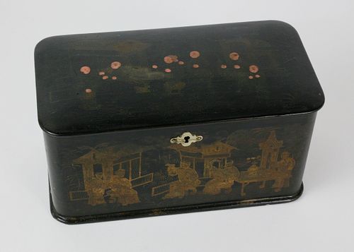 CHINOISERIE LACQUER AND GILT TEA 37cd92