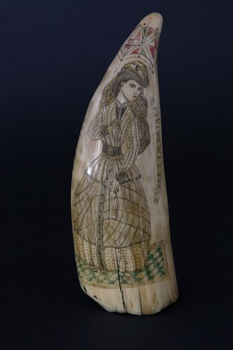 POLYCHROME SCRIMSHAW ANTIQUE SPERM 37ce29