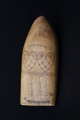 FINE POLYCHROME SCRIMSHAW ANTIQUE