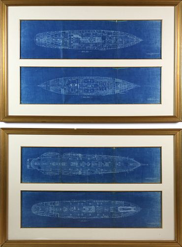 TWO PAIR OF SHIP S SCHEMATIC BLUEPRINTS 37cea5