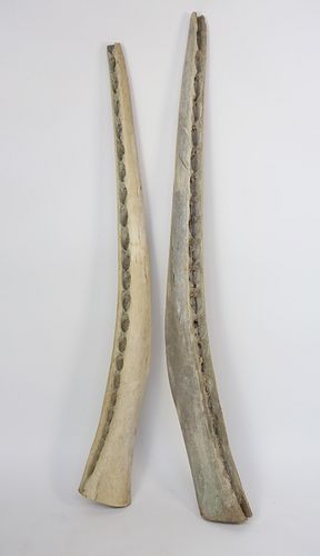 TWO ANTIQUE SPERM WHALE JAW BONESTwo 37cec8