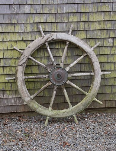 LARGE SHIP'S WHEEL, 19TH CENTURYLarge