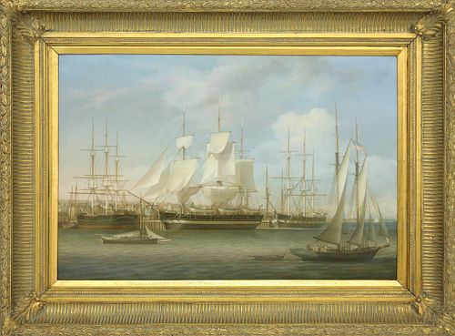 LOUIS DODD OIL ON PANEL WHALESHIP 37cf3e