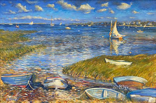 GEORGE THOMAS OIL ON CANVAS "NANTUCKET