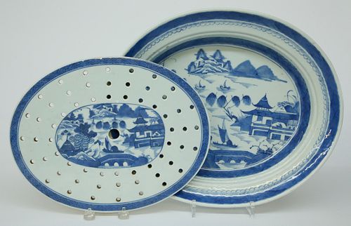 CANTON OVAL MEAT PLATTER WITH STRAINER  37cfa0