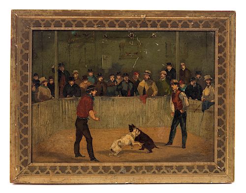 RARE 1800'S OIL PAINTING PIT BULL