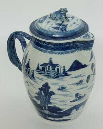 LARGE CANTON COVERED PITCHER, LATE