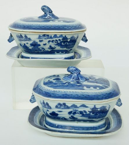 TWO CANTON SMALL SAUCE TUREENS 37d007