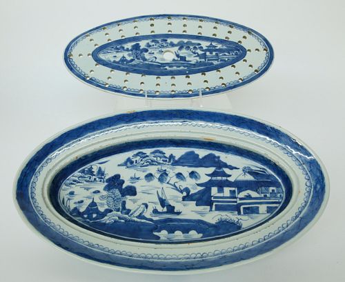 CANTON FISH PLATTER AND STRAINER,