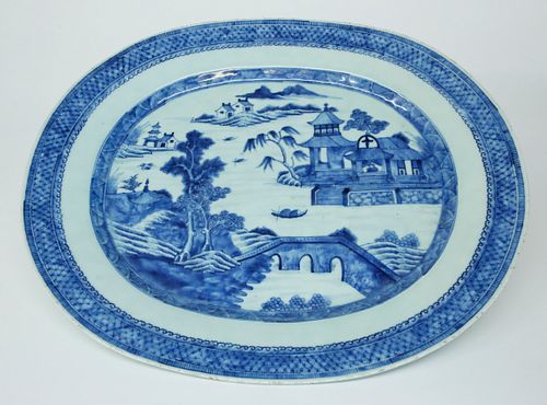 CANTON OVAL PLATTER, LATE 18TH