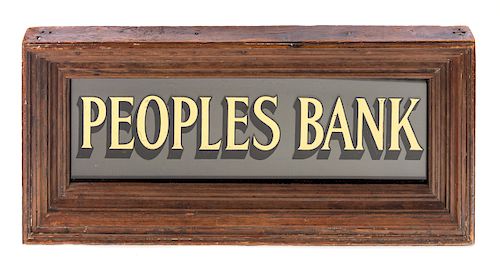 PEOPLES BANK REVERSE PAINTED SIGNMeasures 37d084