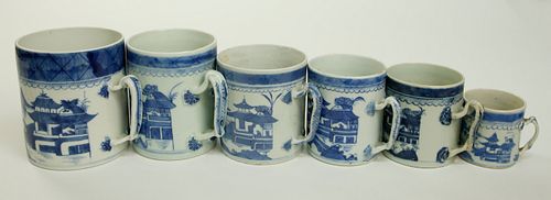 GROUP OF SIX GRADUATED CANTON MUGS  37d08f