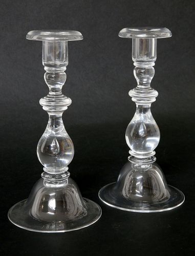 PAIR OF SIGNED STEUBEN BALUSTER