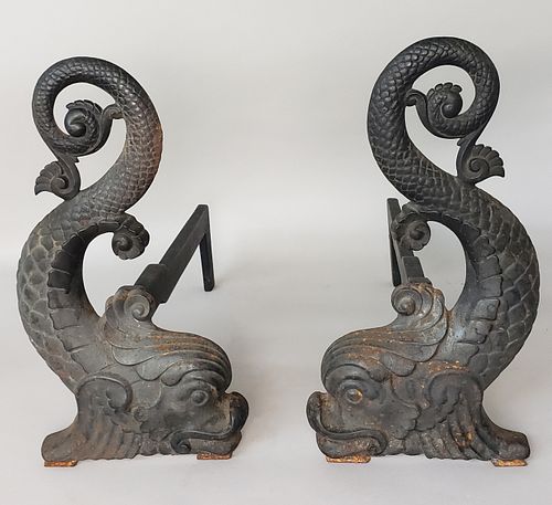 PAIR OF ANTIQUE CAST IRON FIGURAL 37d1af