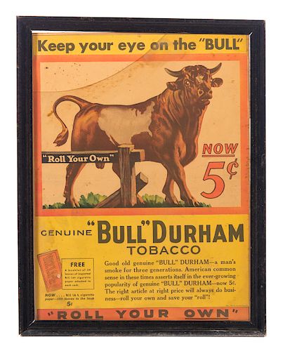 BULL DURHAM TOBACCO 5 CENT POSTERMeasures 37d237