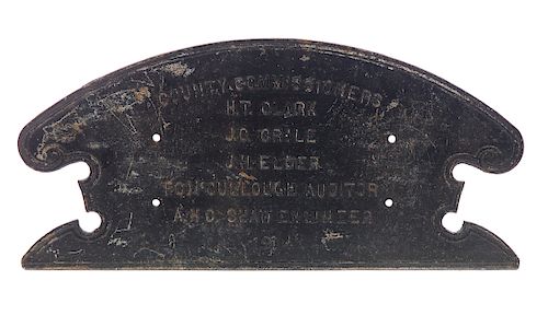 1914 CAST IRON BRIDGE SIGNMeasures 37d24e