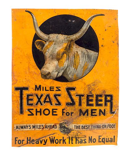TIN TEXAS STEER SHOES ADVERTISING