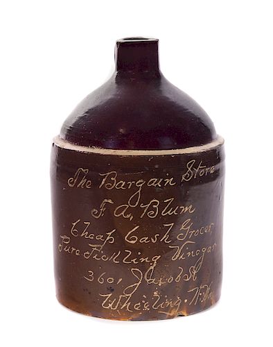 STONEWARE CROCK ADVERTISING JUG