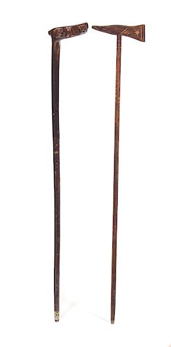 2 CARVED FOLK ART CANES 1 GARMeasures 37d2c9