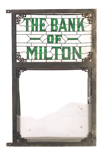 BANK OF MILTON BRONZE LEADED GLASS 37d303