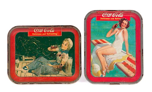 2 COCA COLA TIN ADVERTISING TRAYSGood