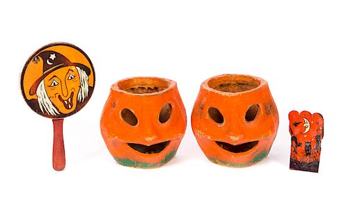 2 PUMPKIN HALLOWEEN CANDY CONTAINERS
