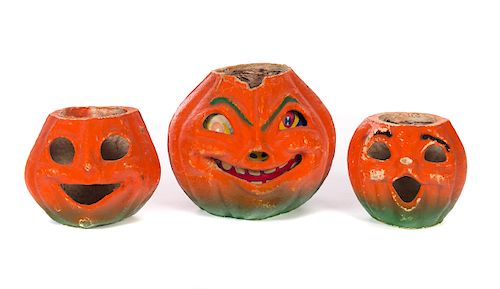 3 ANTIQUE PUMPKIN HALLOWEEN TRICK