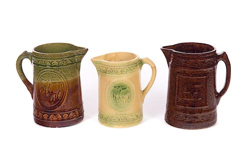 3 BENNINGTON POTTERY PITCHERSGood