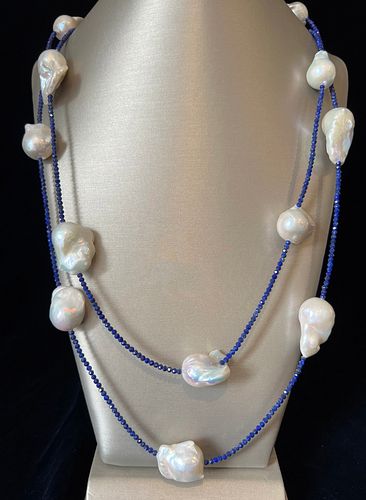 FACETED LAPIS LAZULI BEAD AND WHITE 37d3d9