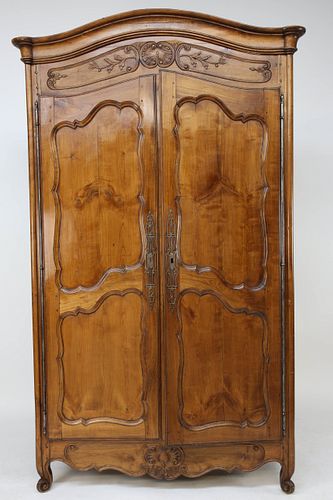 FRENCH PROVINCIAL FRUITWOOD ARMOIRE,