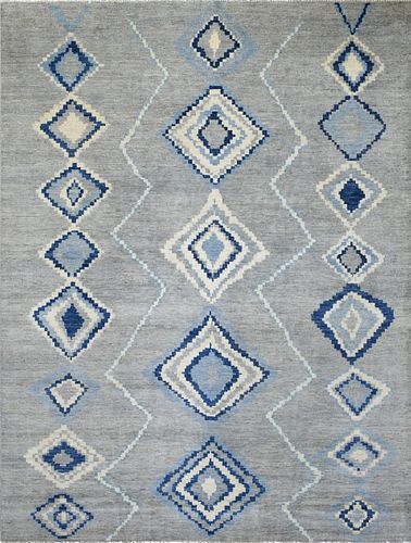 GRAY AND BLUE MOROCCAN BERBER ORGANIC