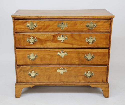 CHIPPENDALE FLAME BIRCH CHEST OF