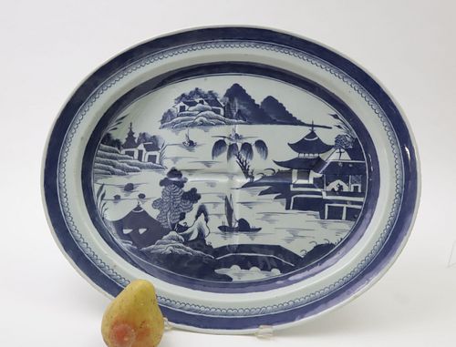 CANTON OVAL WELL AND TREE PLATTER  37d429