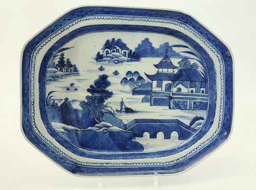 CANTON OBLONG WELL AND TREE PLATTER,