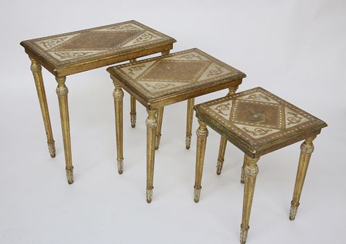 SET OF THREE VENETIAN GILT DECORATED