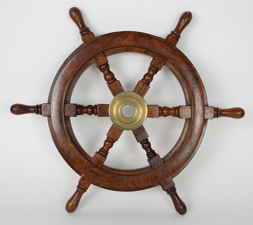 SIX SPOKE MAHOGANY YACHT S WHEELSix Spoke 37d483