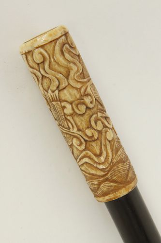 JAPANESE DRAGON CARVED BONE HANDLE