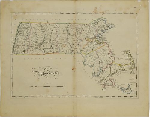 ANTIQUE MAP THE STATE OF MASSACHUSETTS Antique 37d512