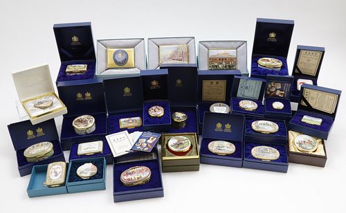 COLLECTION OF 25 COVERED ENAMEL