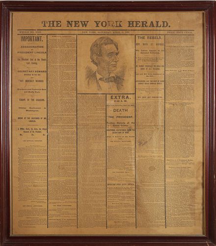 FRAMED NEW YORK HERALD NEWSPAPER 37d561