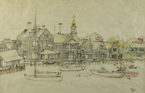 VINTAGE NANTUCKET PEN AND INK DRAWING