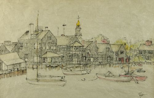 VINTAGE NANTUCKET PEN AND INK DRAWING 37d56d