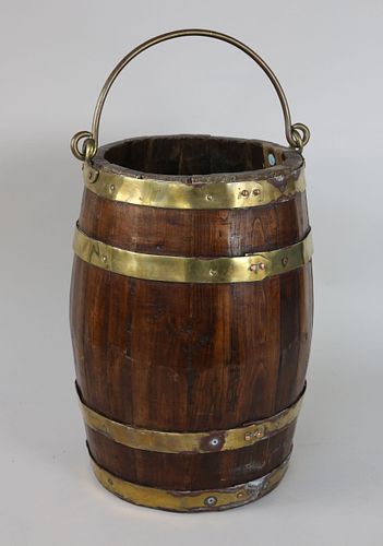 ENGLISH BRASS BOUND PEAT BUCKET,