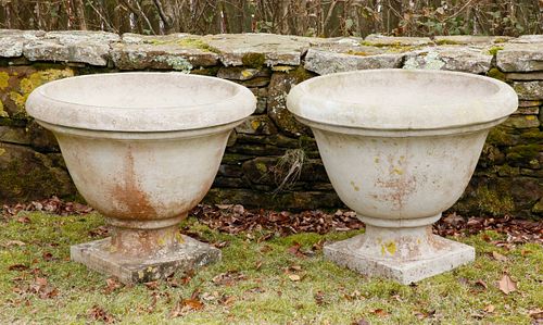 PAIR OF CONCRETE GARDEN URNSPair